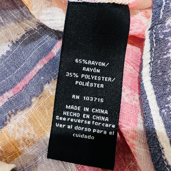 Zac Rachel colorful Striped Long Roll Tab Sleeve V neck Button Top Blouse size L - Picture 8 of 11